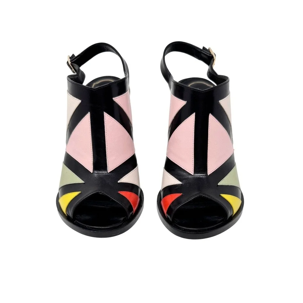 Roger Vivier Bauhaus Skyscraper Peep Toe Sandals‎ Meghan Markle IT 37 US 7